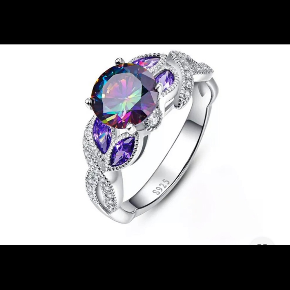 🎈5 for $35 Purple Mystic Topaz 925 SS Ring NWOT - Picture 3 of 9